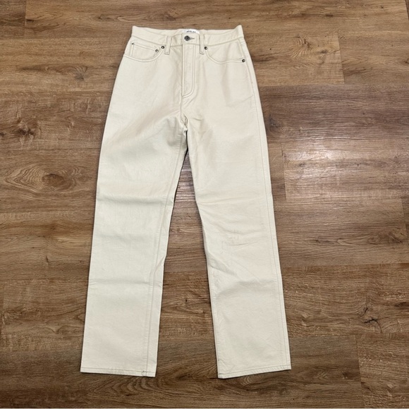 Agolde Recycled Leather 90's Pinch Waist Jeans Pants Light Beige Powder Sz 26 - Picture 4 of 9
